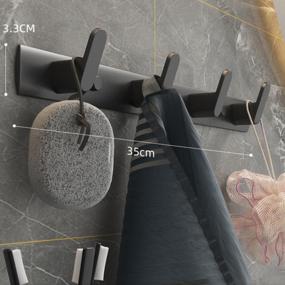 No-Punch Bathroom Storage Hook Aluminum Waterproof Sundries Storage Holder Wall Mounted Black/White Decorative Hook