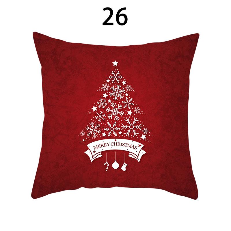 Merry Christmas Cushion Cover Xmas Pillowcase Happy New Year Navidad Santa Claus Red Pillow Cover Ornament Gifts Home Decor