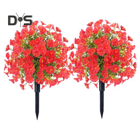 Faux Morning Glory Flowers Artificial Morning Glory Bush with Ground Spike Realistic Fake Greenery Shrubs for Outdoor Indoor Farmhouse Porch Patio