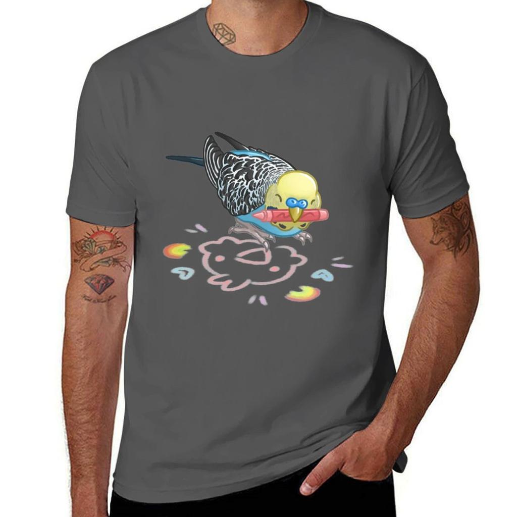Budgie Artist Tshirt Classic Crew Neck Cotton Tshirt