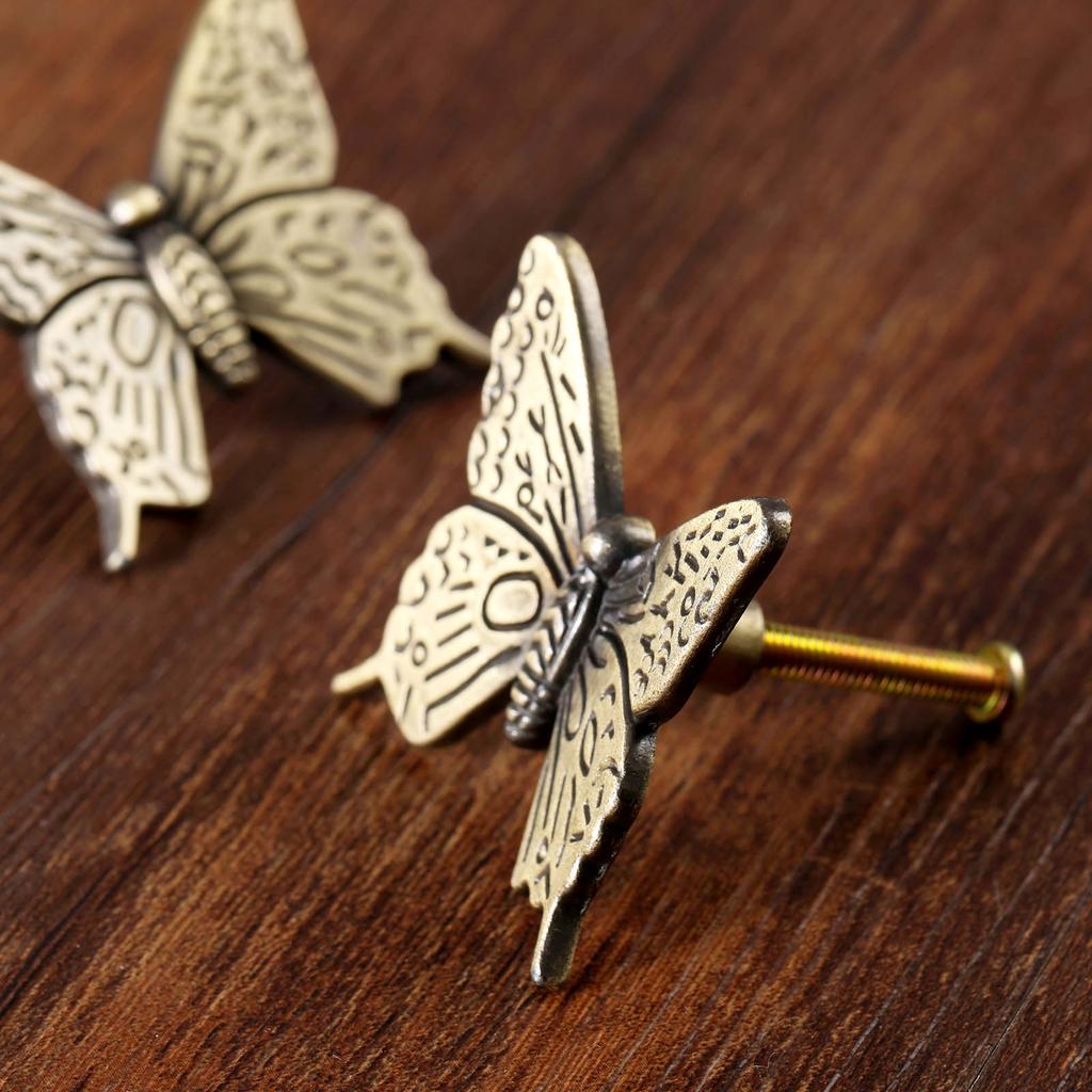 1pc 43mm Butterfly Handle W/screw Vintage Decor Knob Pull Dresser Drawer Cabinet Furniture Hardware Antique Bronze Red Copper