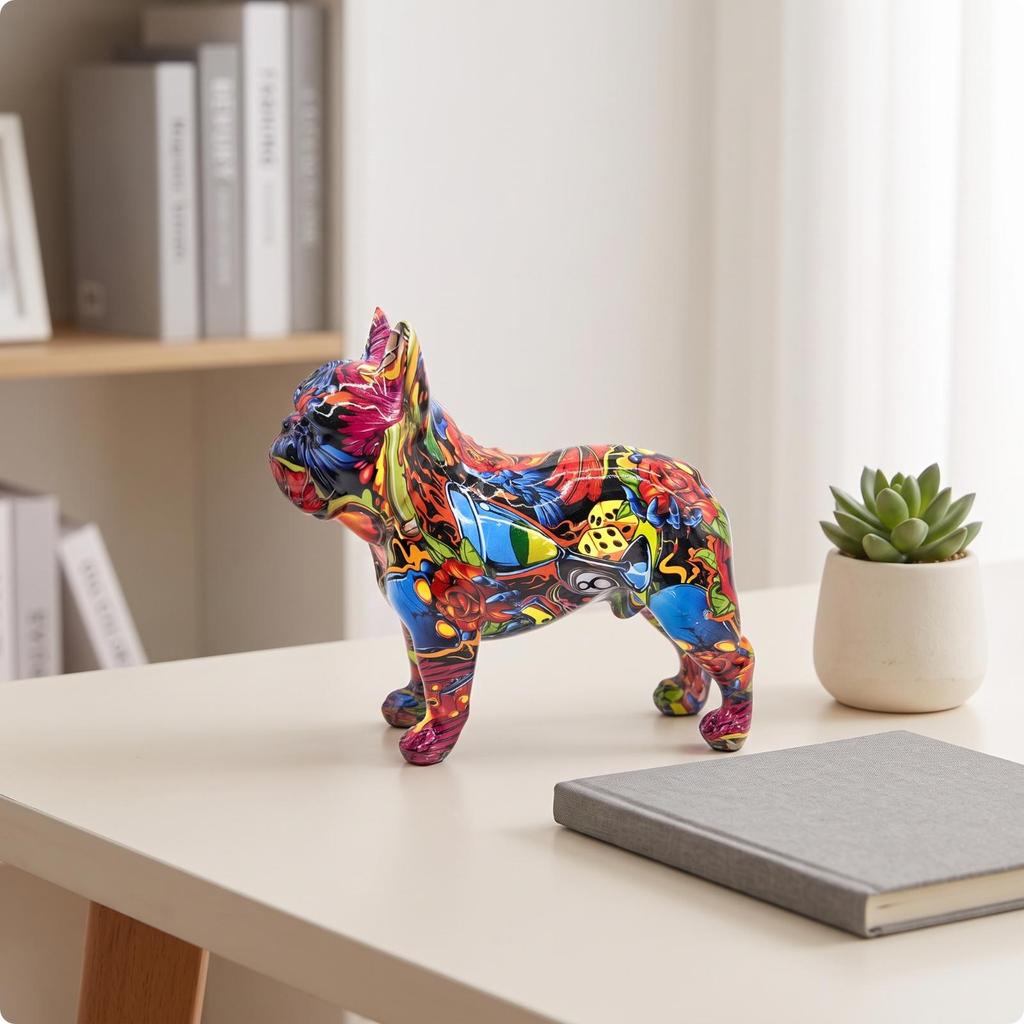 Adorable Dog Figurine | Lightweight Resin Construction, Compact Modern Design, Statue, for