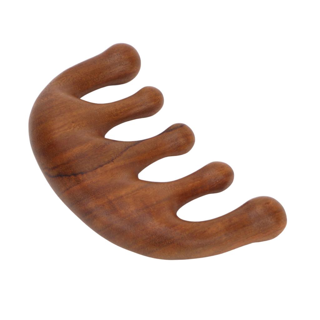 Head Massage Comb Sandalwood Gua Sha Scraping Wide Tooth Massage Comb for Head Neck Hands