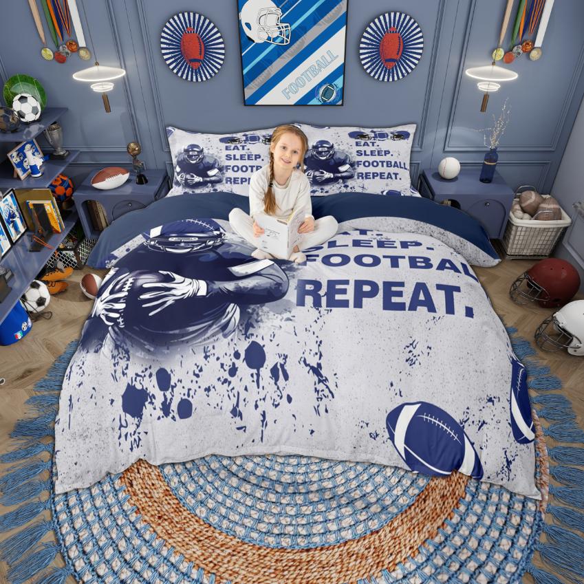 

Comforter Homewish Boys Sports Baseball Soccer Basketball Football Hockey Set Gray Navy Blue Bedding Set Comforter (quilt)-EU Single(135*200cm)3pcs