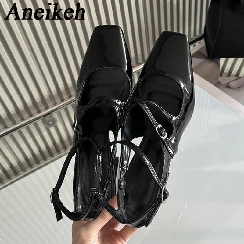 Zapatos Hees Cuadrados Para Mujer Punta Cuadrada Slingback Zapatos Poco Profundos Para Mujer