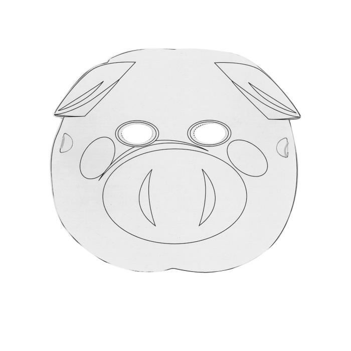 Flat Masks To Decorate In Cardboard Small Animals - White - Set of 6