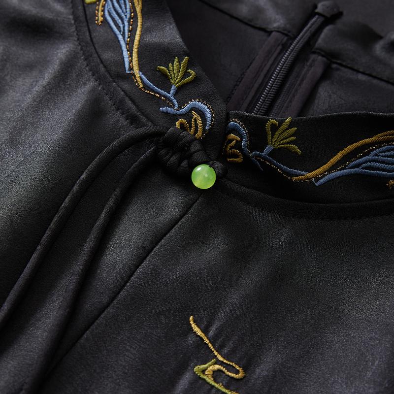 Intangible Cultural Heritage Silk Fragrant Cloud Yarn Qipao Dress