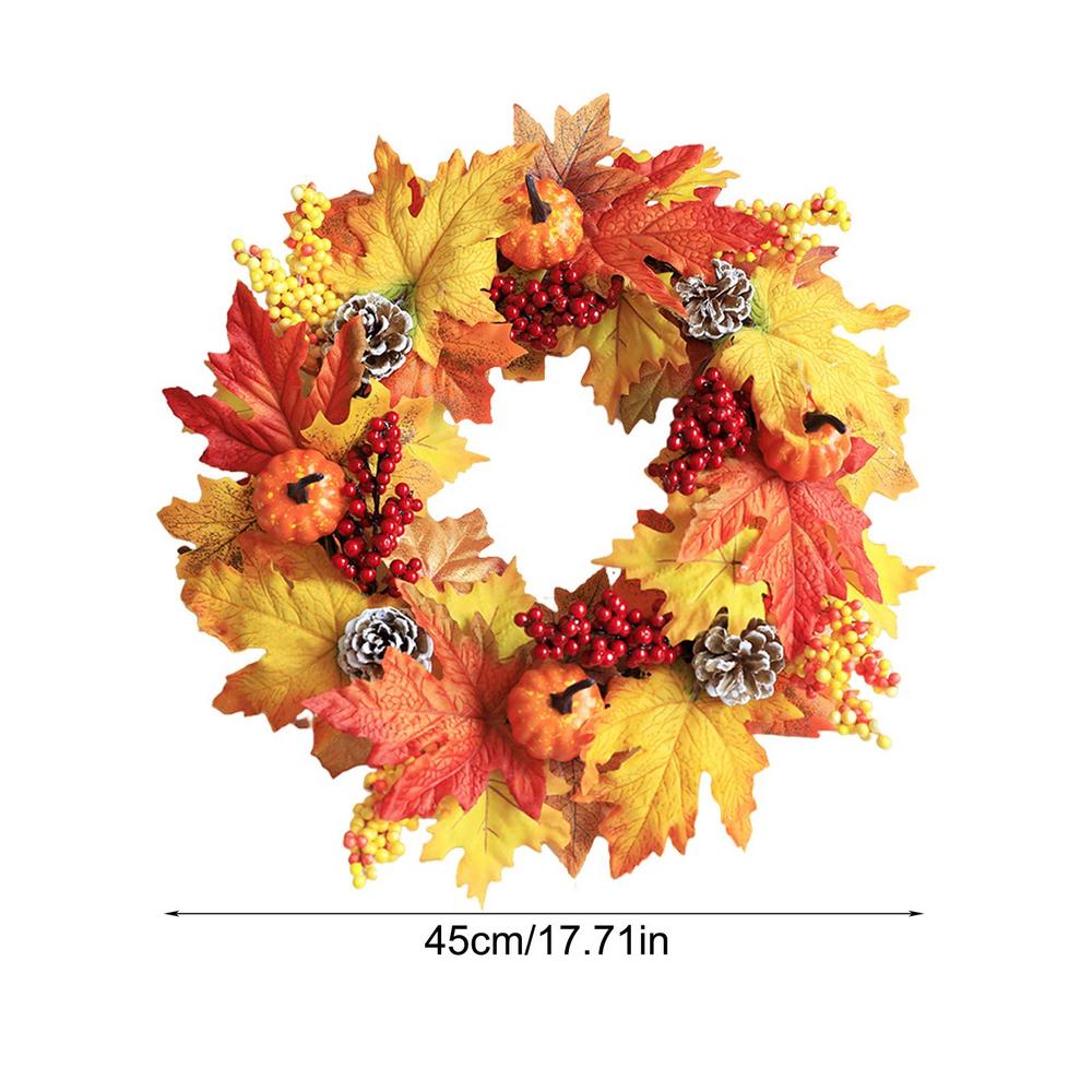 

Harvest Wreath Thanksgiving Front Door Wreath Decor Artificial Holiday Fall Thanksgiving Wreath Berry Maple Leaves Pumpkin