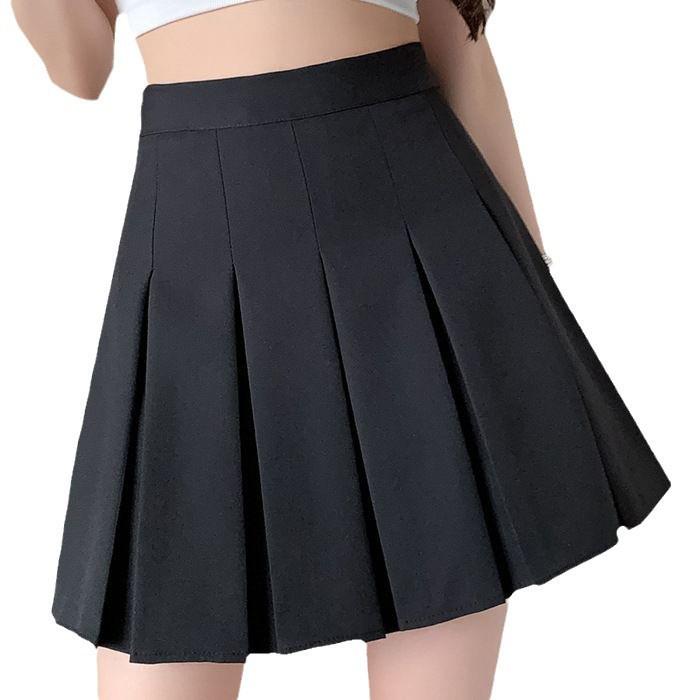 Academy Style Pleated Black Skirt: High Waist, Slimming, Anti-Exposure, Plus Size, Versatile Short Skirt for Autumn and Winter
