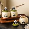 Creative Panda Ceramic Spice Jar Set Home Kitchen Decorations 3 Pcs Seasoning Box Set Salt and Pepper Shakers Flavoring Utensils
