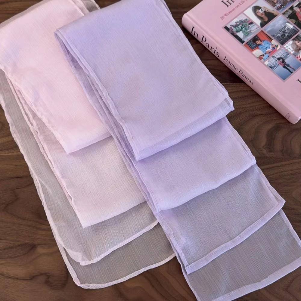 Thin Long Silk Scarf Soft Ribbon Neckerchief Elegant Ribbon Scarf For Women