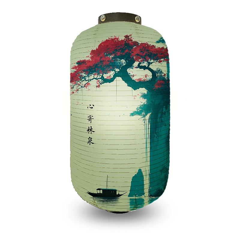Chinese Pine Tree Scenery Pattern Lantern Outdoor Traditional Cylinder Lantern Wedding New Year Festival Decoration Lantern