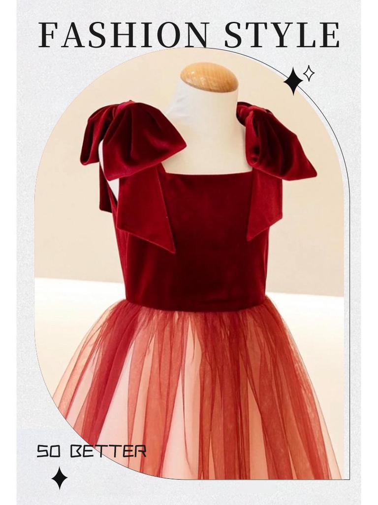 Girls' Black Mesh Formal Choir Dress - Elegant Autumn Performance Costume for Piano & Violin