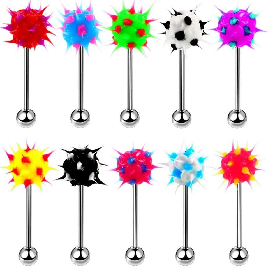 Piercinguri pentru limbă din oțel inoxidabil 316L bicolor cu bilă de blană