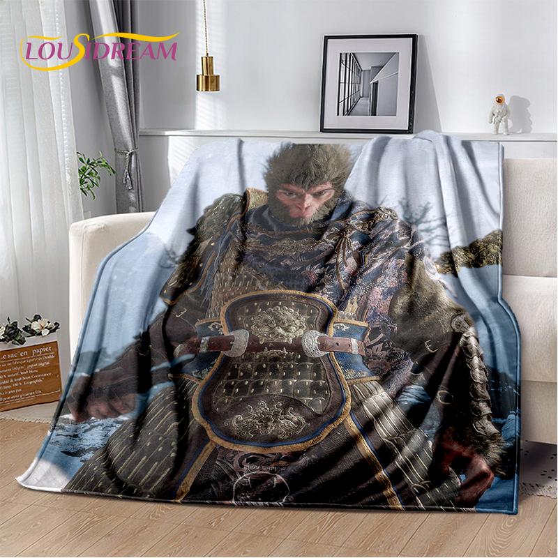 3D Black Myth Wukong Monkey King Cartoon Game Soft Blankets,Throw Blanket Comfortable Blanket for Picnic Beds Sofa Home Bedroom