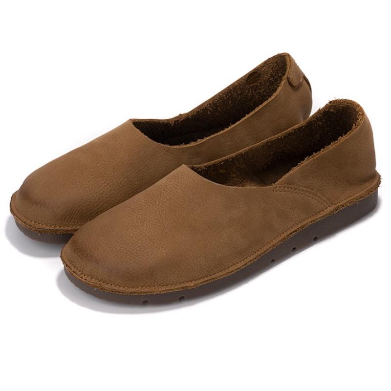 High Quality Leather Branded Flats Women Comfortable Round Toe Soft Sole Loafers Vintage Sewing Designer Shoes Zapatos De Mujer