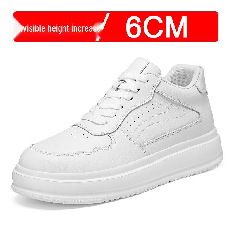 Men s White 10cm Height-Increasing Lightweight Sports Sneakers 38