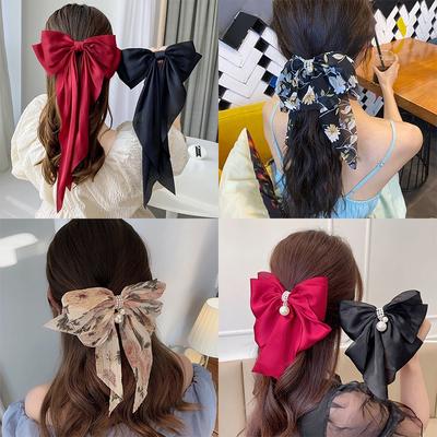 Neue Rote Schleife Haarnadel Mode Damen Haarspange Stoff Koreanischer Stil Langes Band Schmetterling Haarnadel Haarschmuck