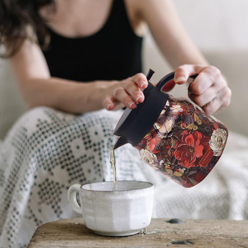 Termos de ceai cu model floral vintage, ceainic de cafea, ceai cu separare, vas cu izolație termică, model simplu de uz casnic, rafinat