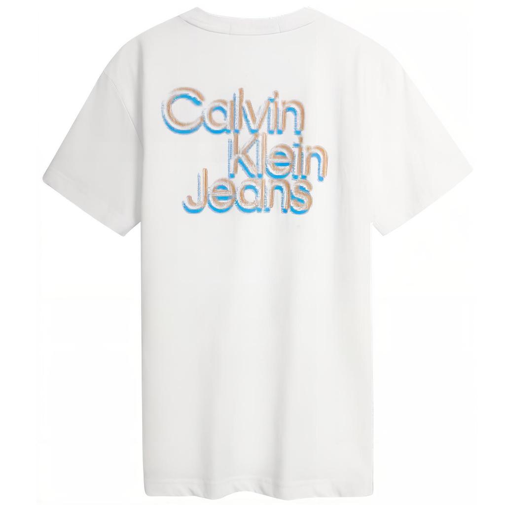 Calvin Klein Casual Cotton Colorful Letter Print Short Sleeve T-Shirt Unisex Tops White J400316YAF