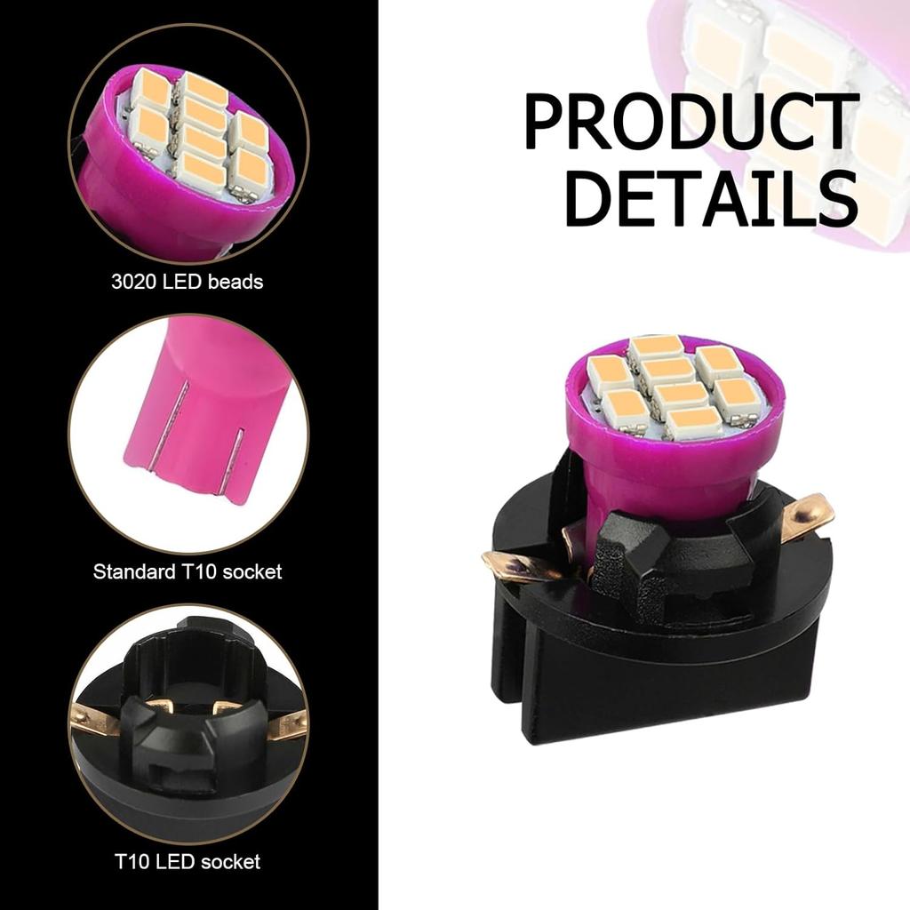 10PCS T10 194 168 147 Car LED Dash Lights, with Twist Lock Socket LED Lights, Car Interior Replacement Bulbs for Trunk Lights, Dome Lights, Dashboard