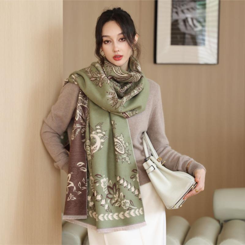 New cashew flower jacquard scarf women's autumn and winter fashion imitation cashmere shawl thickened warm scarf