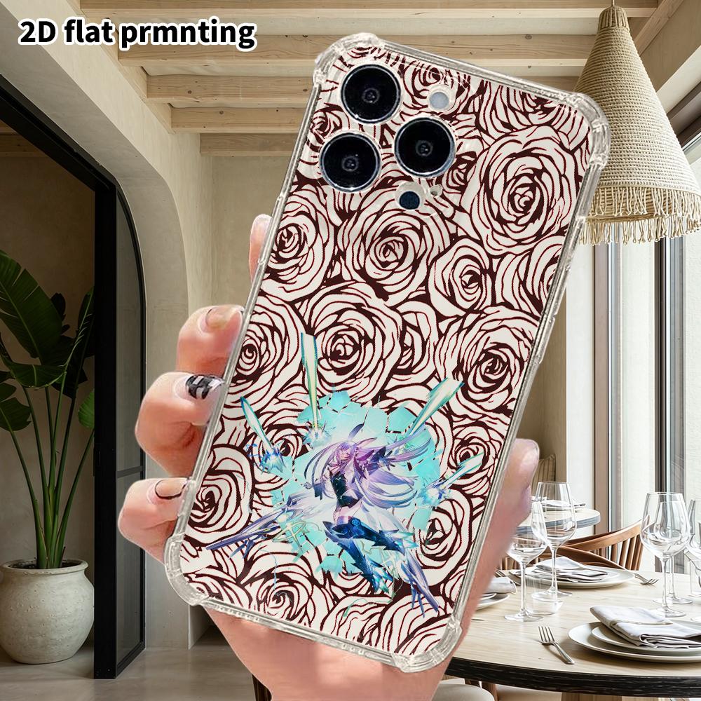 Phone Case: 2D Flat Design, Suitable for iPhone 18 17 16 15 14 13 Pro, Transparent with Corner Protection, Bunny-ear Girl, Christmas and Halloween Gif
