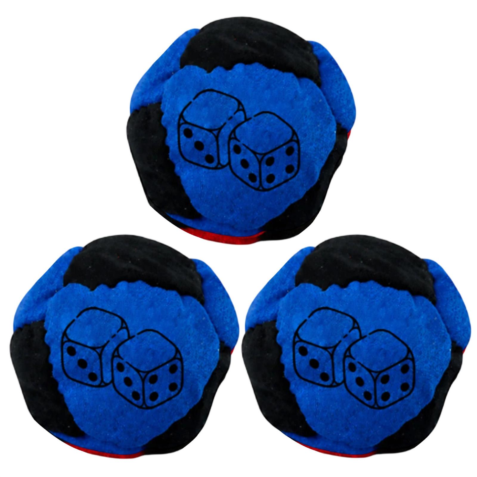 3pc Set Plush Bean Bag Toss Balls Soft Fabric Dice Pattern Tossing Bags for Indoor Outdoor Games and Activities чёрный