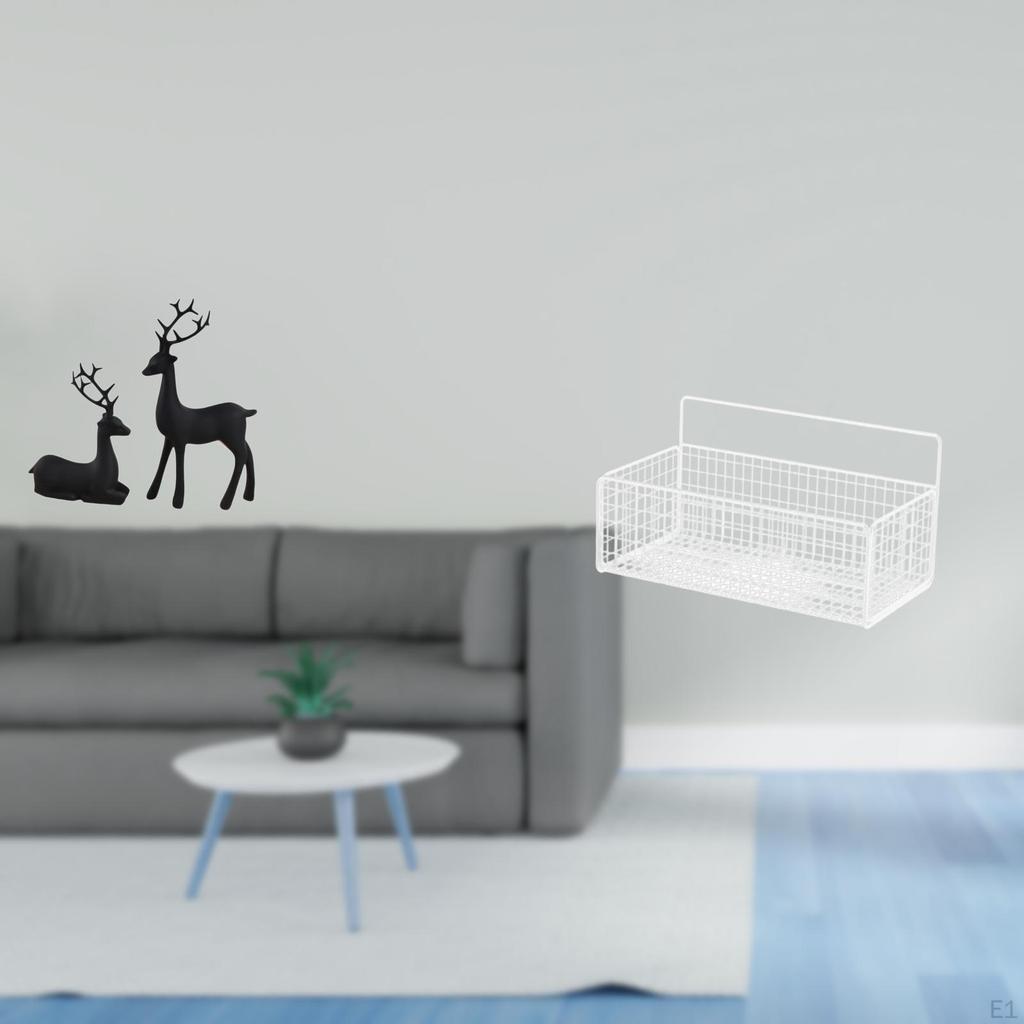Elegant Figurine And Metal Wall Hanging Basket Set for Living Room Study Balcony Kitchen Bathroom