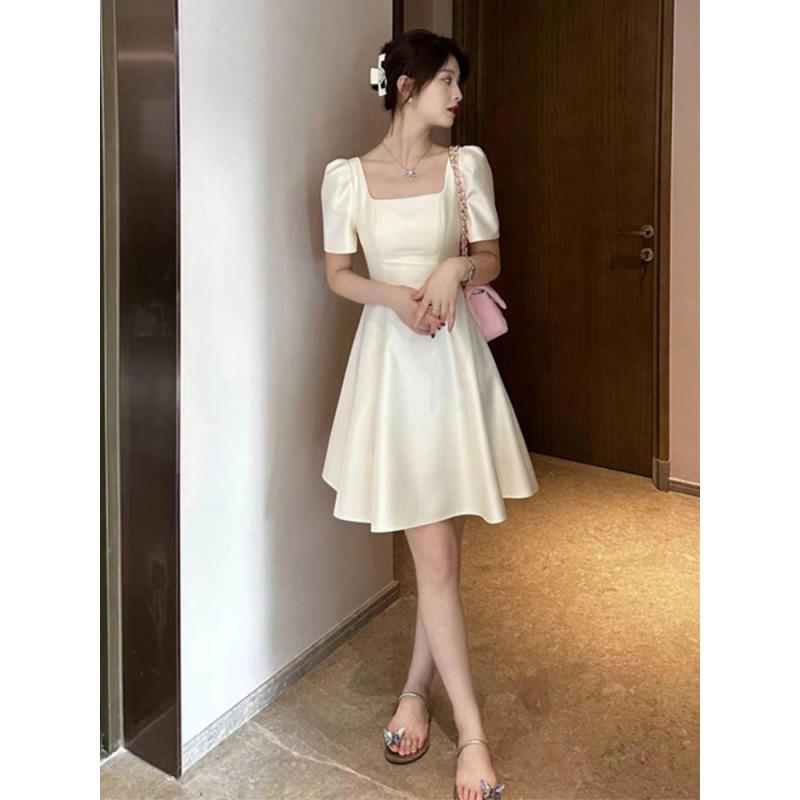 

French Square Neck Hepburn-Style Petite A-Line Dress 3XL [135-150 lbs]