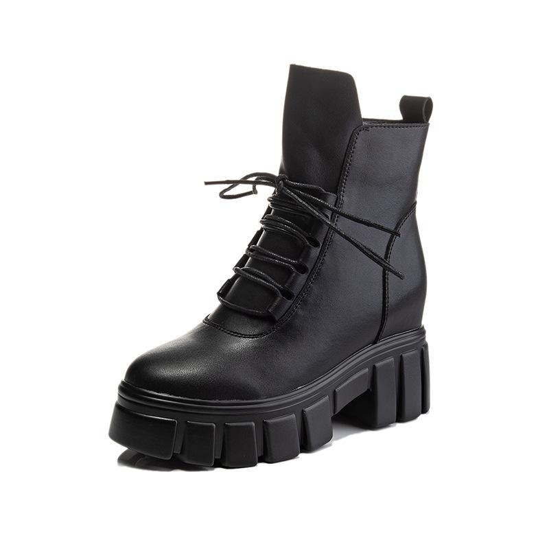 Women s Autumn/Winter New Style British Style Thick-Soled Leather Boots Mid-Calf Casual Shoes 34