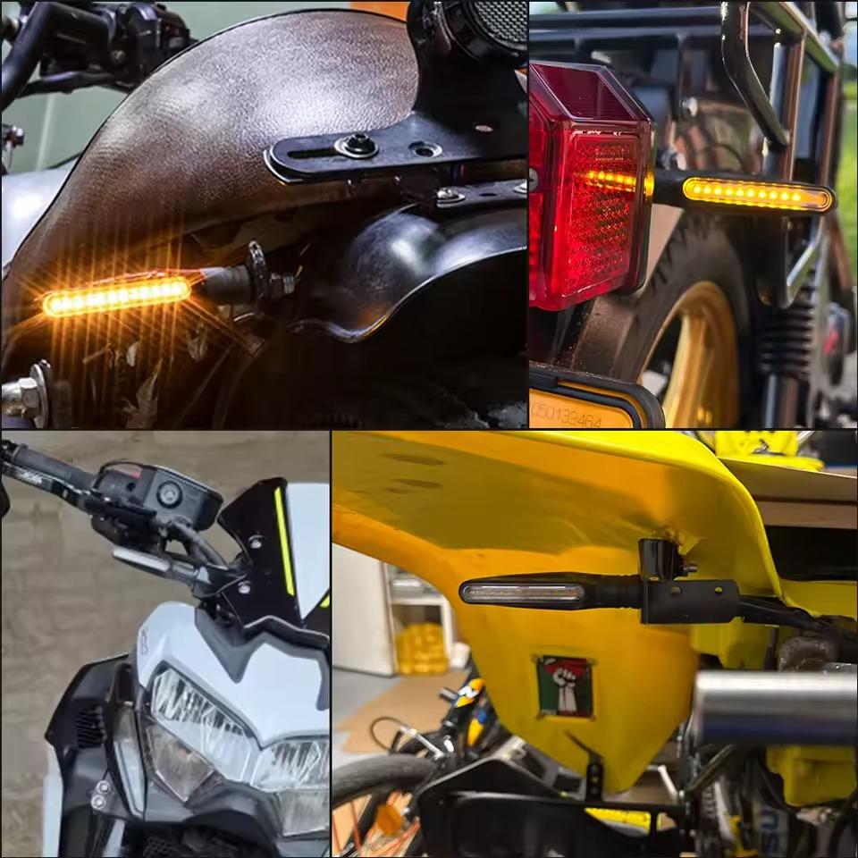 Moto Led Flowing Water Blinker Bendable Flashing Signals Lamp Universal Motorcycle Turn Signal Light Built Relay 12V Flasher