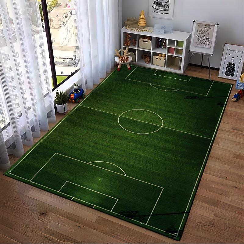 Soccer Field Pattern Area Rug in Green for Living Room Decor Suitable for use as an anti-slip for living room bedroom sofas