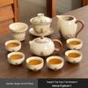 High-End Ru Kiln Ceramic Kung Fu Tea Set - Luxury Gaiwan Teapot, Tray, and Cups for Home.