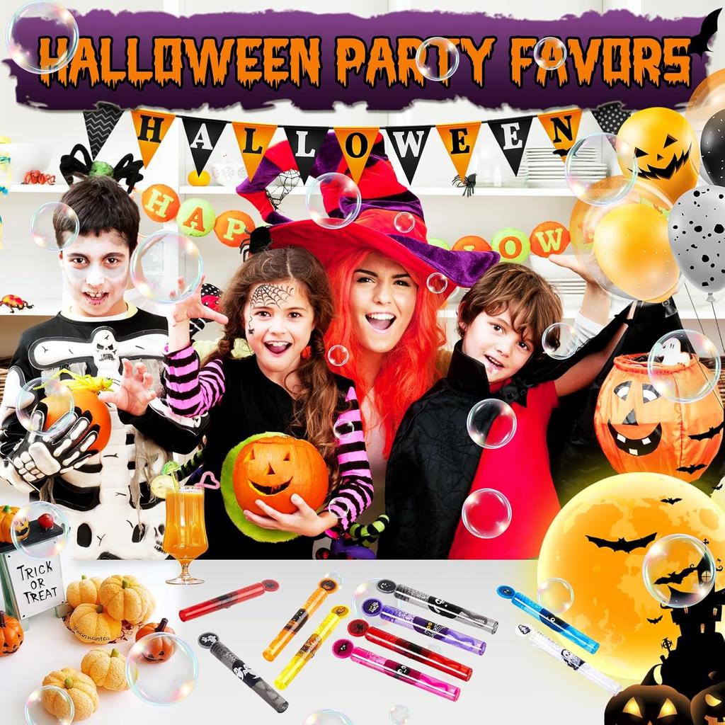 32 PCS Halloween Mini Bubble Wands, Party Favors for Kids, Perfect for Classroom Favors, Boo Basket Stuffers, Non-Candy Treats, Bag Stuffers, Prizes,