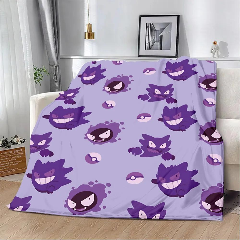 Anime Pokemon Gengar HD Cartoon Printed Blanket Picnic Blankets Warm Blanket Soft and Comfortable Blanket Home Travel Birthday