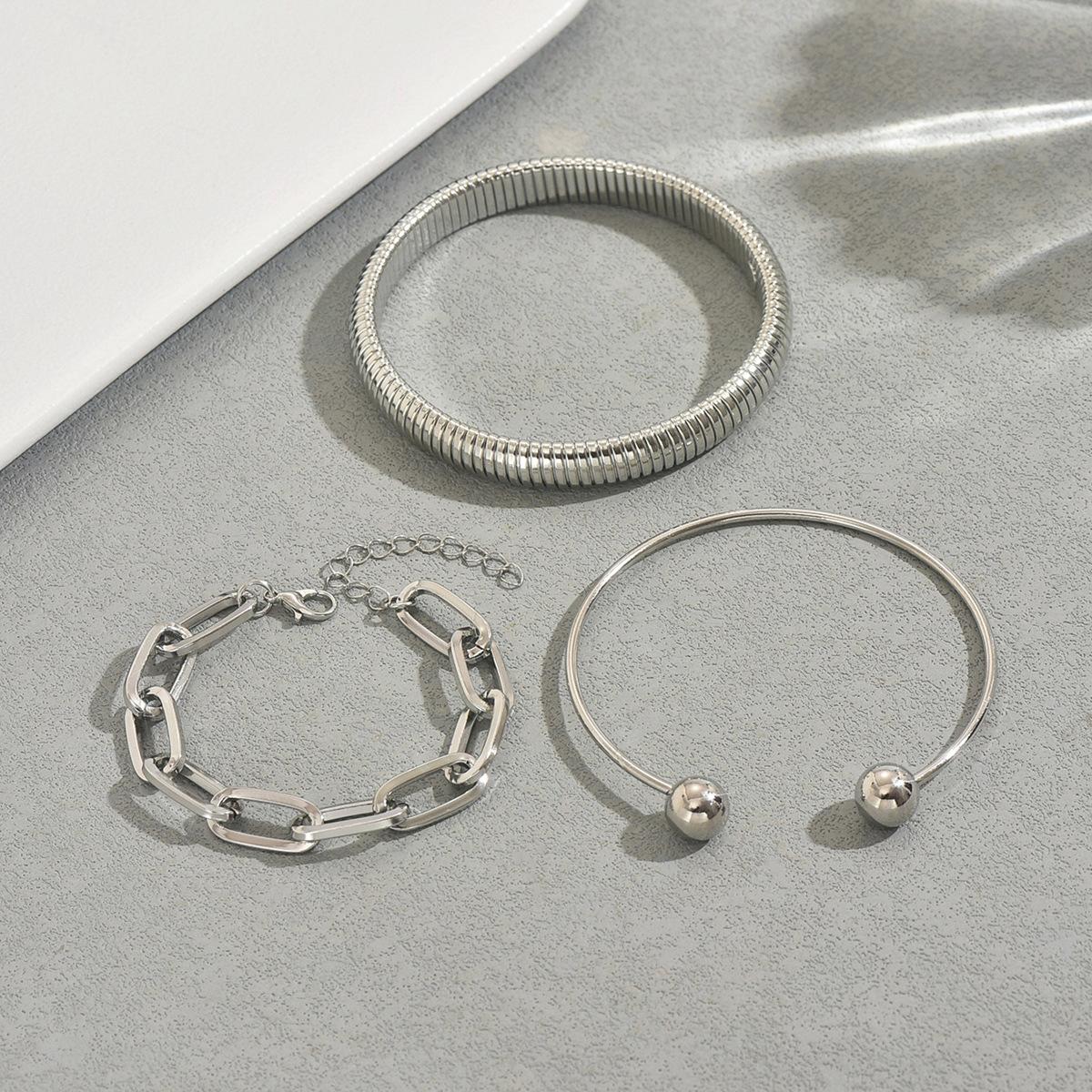 

Европейский и американский стиль легкой роскоши Женский набор браслетов Геометрический металлический плетеный дизайн Браслет с ощущением высокого класса Универсальные украшения SL7991-2