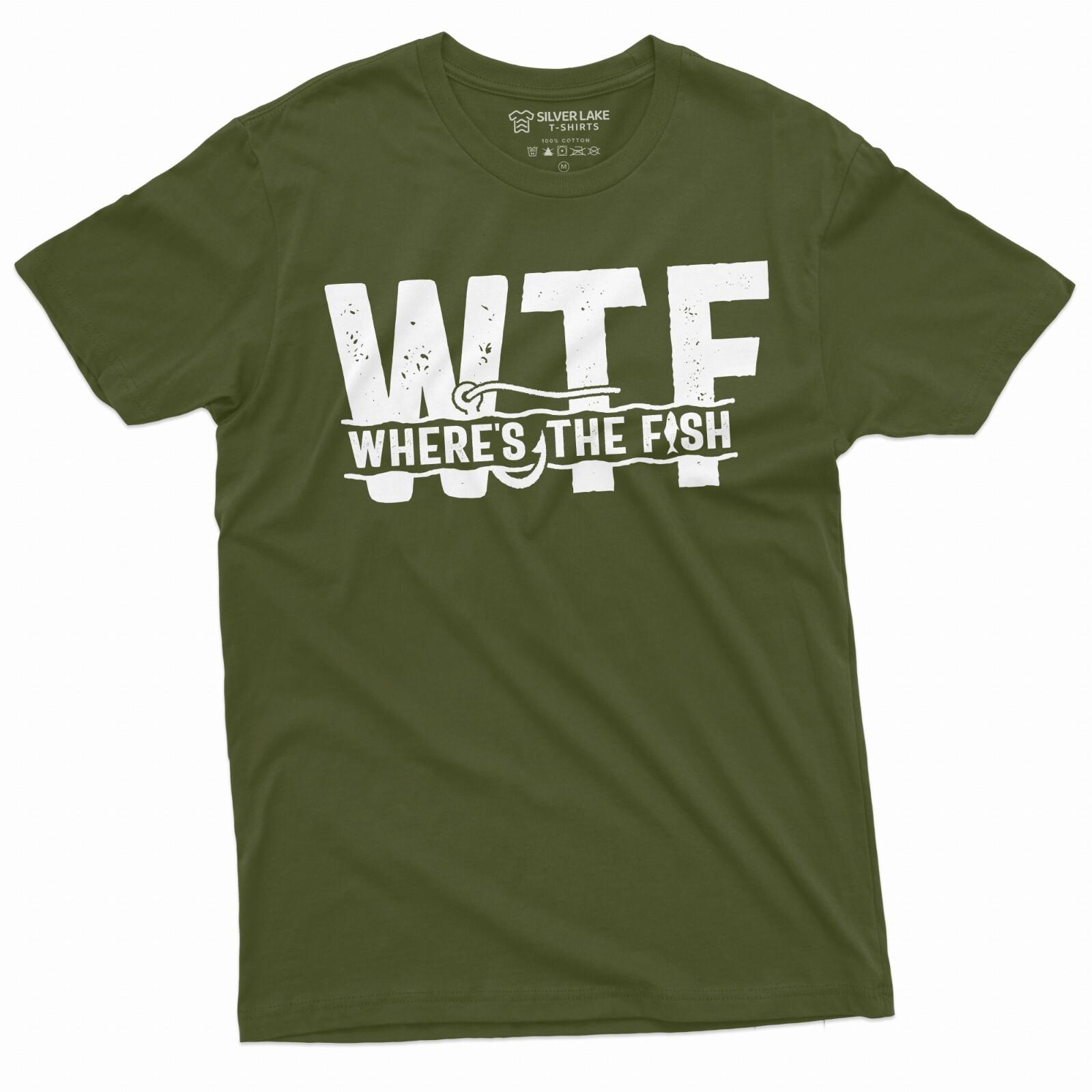Men s Funny Fishing Shirt Funny WTF Where s The Fish T-Shirt Mens Womens Tees Top Fishing Gifts S