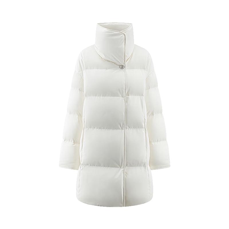 

Women s Elegant Mid-Length Down Jacket with Big Lapel M