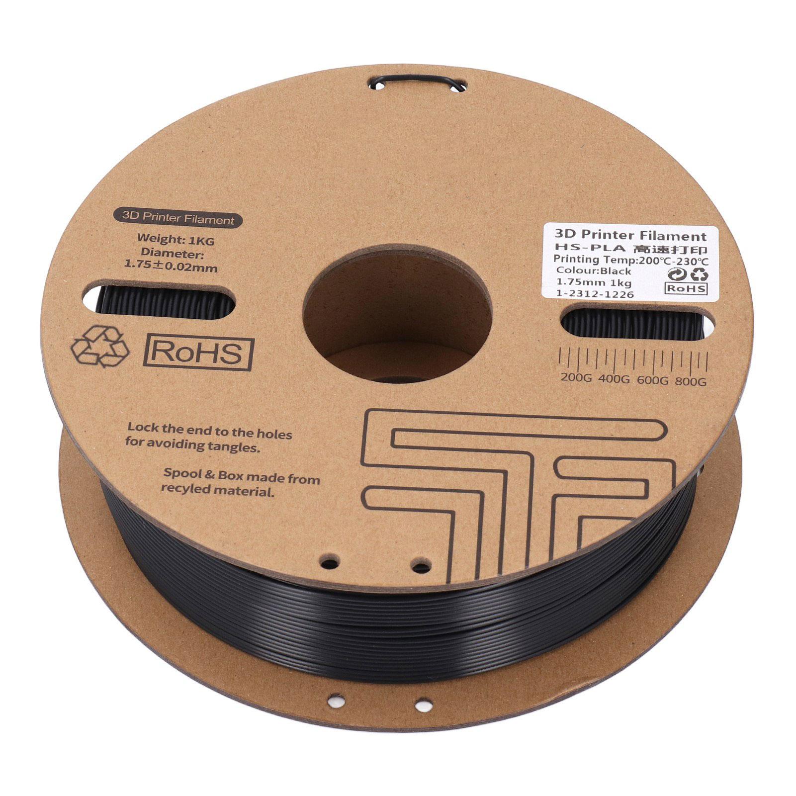 

Черная пластиковая нить PLA 1 кг 1,75 мм для 3D-принтера 30Расходные материалы для высокоскоростной печати 600 мм