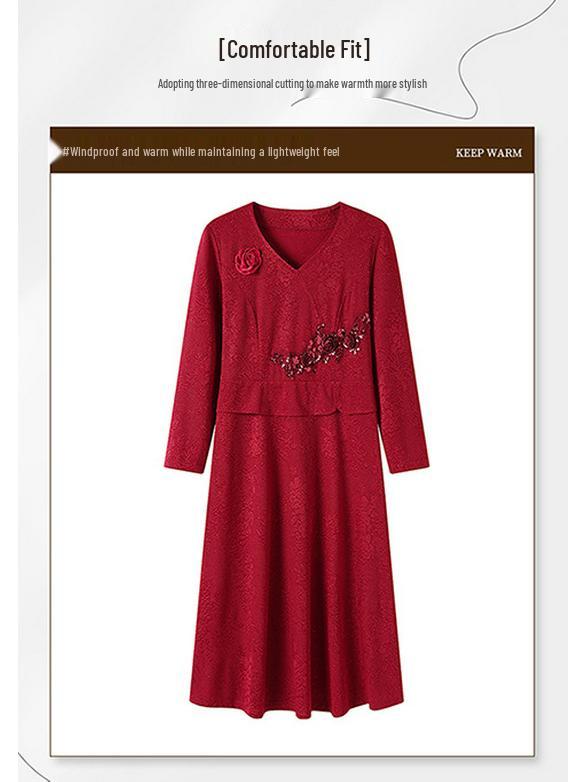 Elegant Red Wedding Banquet Mother-of-the-Bride Dress 2026