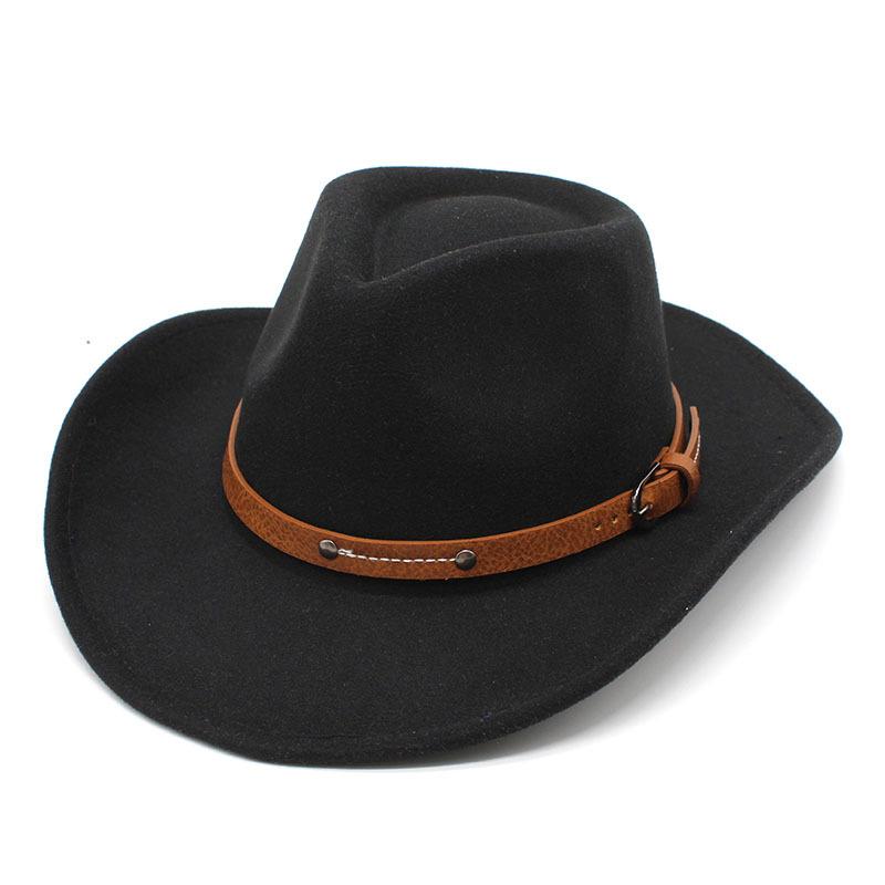 Western Cowboy Hat Dance Performance Jazz Hat Belt Accessories Felt Hat Couple Hat
