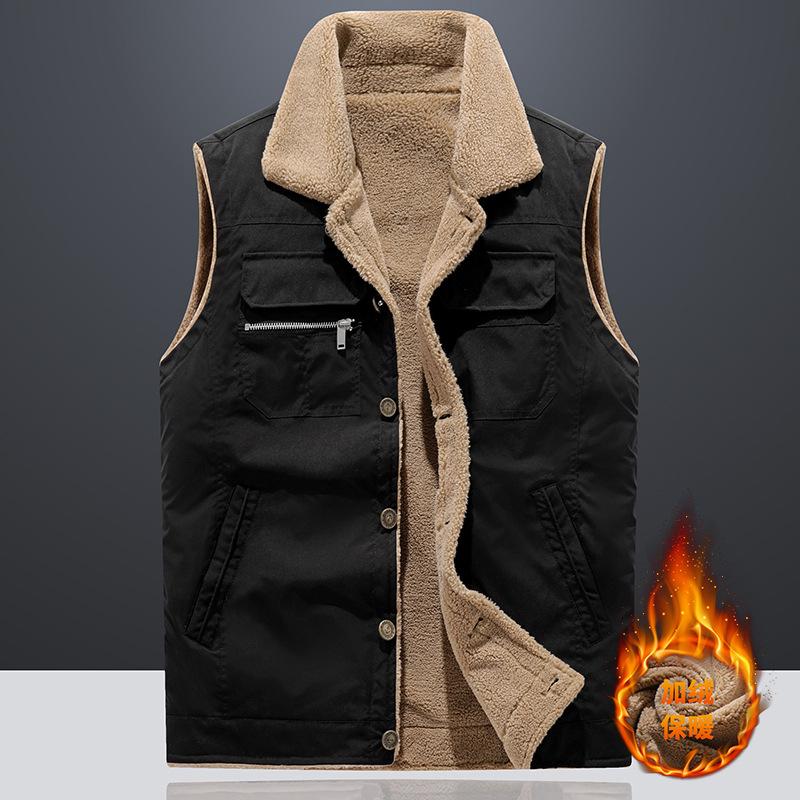 

Vest winter velvet warm vest jacket new lamb velvet vest versatile casual wear L чорний