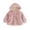 Children Girl's Artificial Mink Fur Plush Thick Single-breasted Hooded Coat