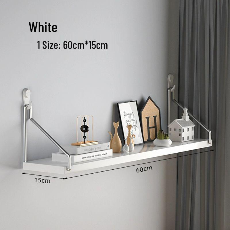 Punch-Free Wall-Mounted Iron Art Storage Rack for TV, Living Room, or Bedroom Décor.