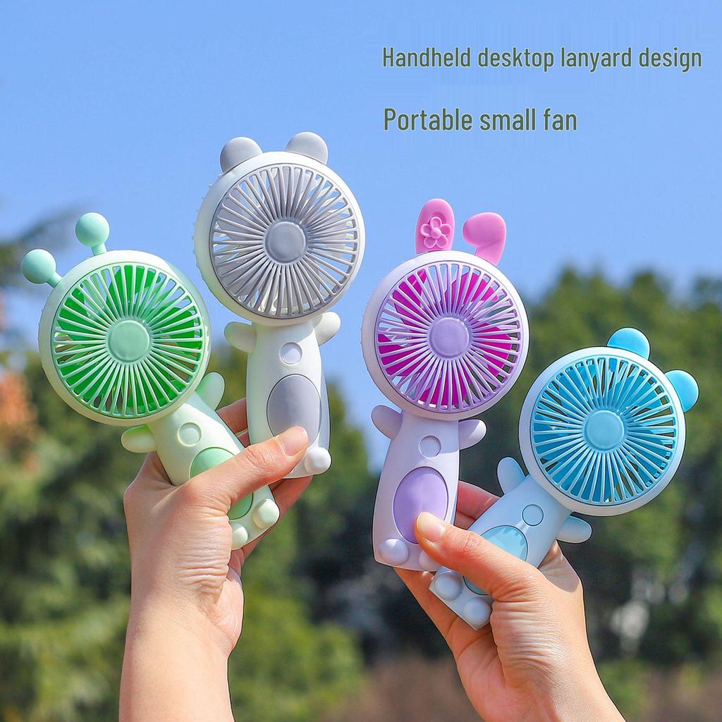 2026 Rechargeable Cartoon Handheld USB Fan: Powerful Mini Portable Desktop Electric Fan
