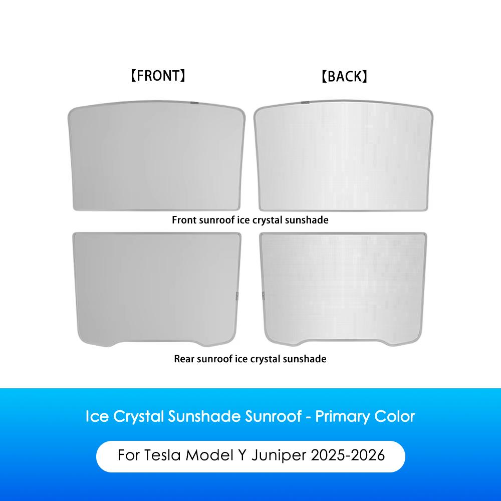 Heenvn Ice Cloth Buckle Sunshades For Tesla Model 3 Y Juniper Highland 2025 2026 Front Rear Sunroof Skylight Car Accessories