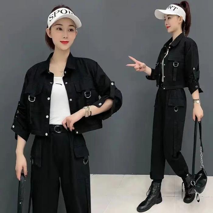 Women's Trendy Slimming Two-Piece Petite Workwear Set for Spring and Autumn