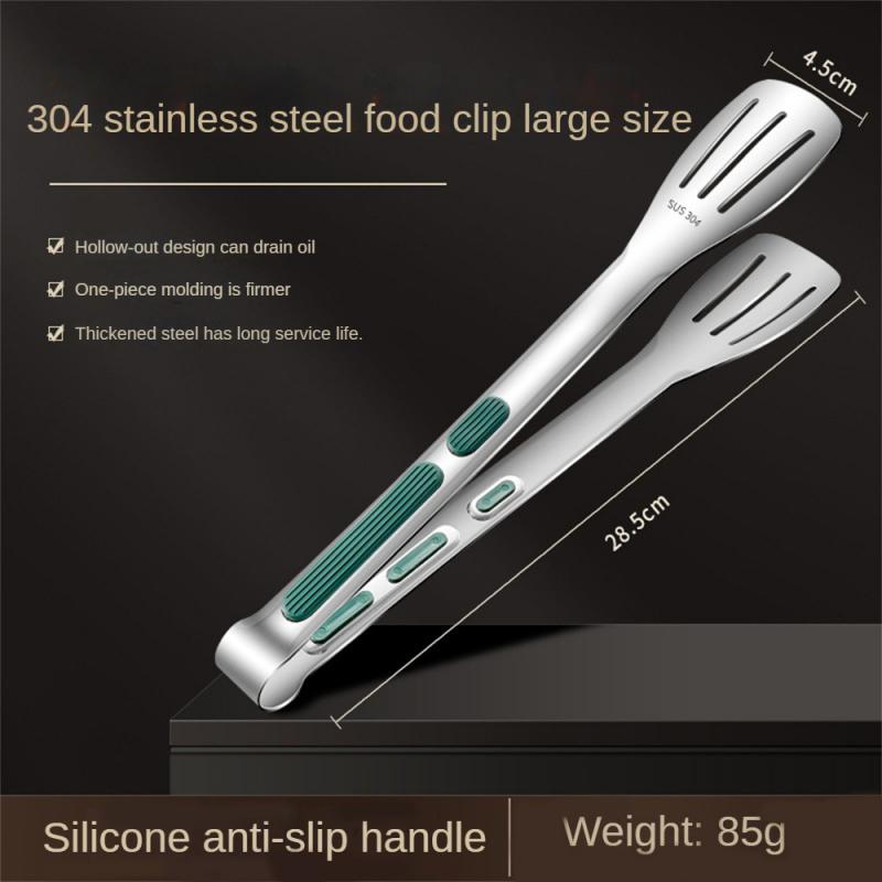 7/9/12inch 304 Stainless Steel Food Clip BBQ Grill Steak Food Clip Silicone Non-slip Handle Bread Tong Party Kitchen Accessories