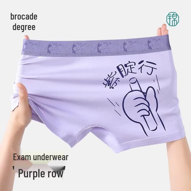 

Jindu Men s Exam Lucky Purple Boxer Briefs L